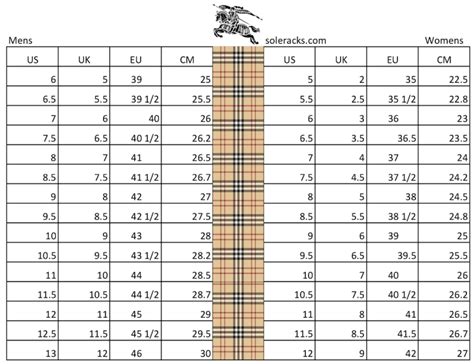 burberry size chart shoes